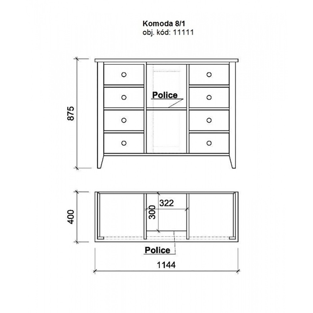 Komoda 8/1 masiv 11111 UNIS-N - 2