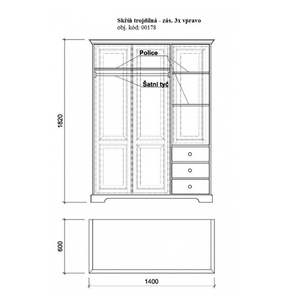 Šatník z masivu 00178 UNIS-N - 3